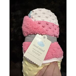 1 New Cloud Island Velboa Blanket 30X40”.Baby Target minky pink